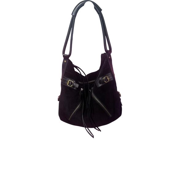 Club Monaco black suede hobo slouchy shoulder bag - Picture 1 of 12